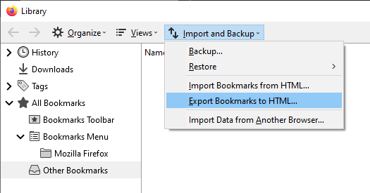 How to Export Firefox Bookmarks