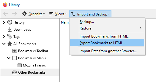 export bookmarks firefox to safari